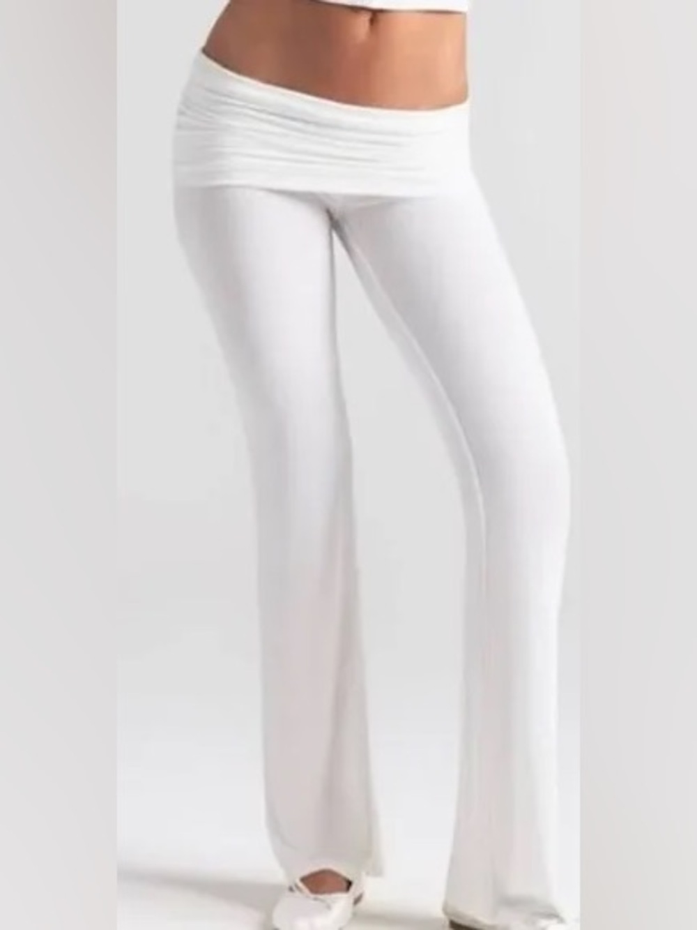 Skims Cream Ribbed Fold-Over Waist Pants - Picture 2 of 6